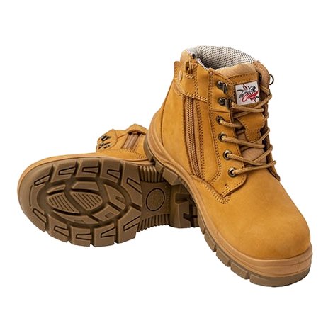 BONDI - Cougar 6" Wheat Lace Up Side Zip Collar Boot Composite Toe