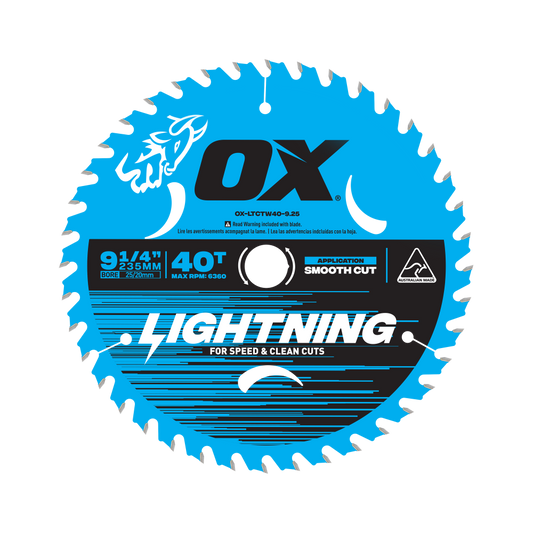 OX Pro Lightning 9-1/4-Inch Circular Saw Blade | 40-Tooth - OX Tools