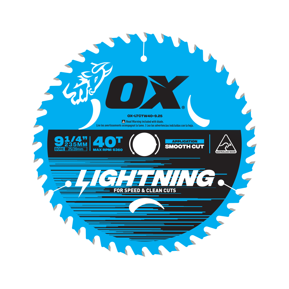 OX Pro Lightning 9-1/4-Inch Circular Saw Blade | 40-Tooth - OX Tools