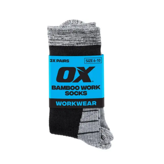 OX Bamboo Work Socks 3pk – Size 6-10