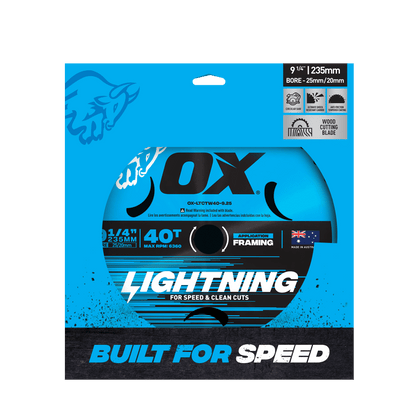 OX Pro Lightning 9-1/4-Inch Circular Saw Blade | 40-Tooth - OX Tools