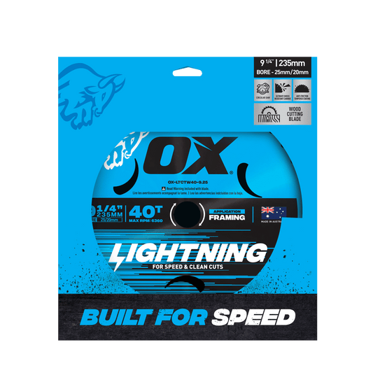 OX Pro Lightning 9-1/4-Inch Circular Saw Blade | 40-Tooth - OX Tools